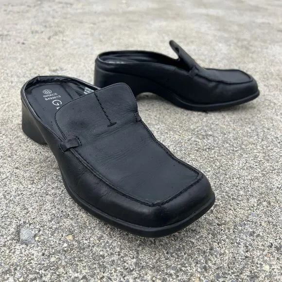 Vintage 90s Leather Slip on Mule Slides - Picture 2 of 10